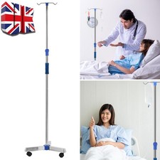 Adjustable IV Pole Stainless Steel IV Drip Stand With Wheels For Home Clinic UK