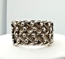 Vintage Solid Sterling Silver Keeper Ring - Size S 10.3g