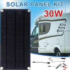 Portable 12V 30W Car Van Boat Caravan Camper Solar Panel Battery Charger Kit Set
