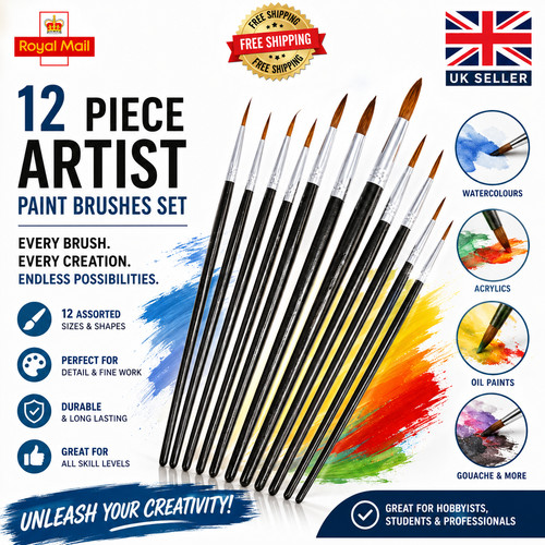 12pc artists paint brushes - artists, set
