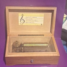 Vintage wooden swiss music box - wooden,