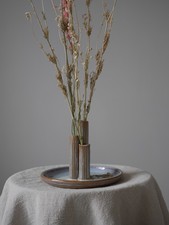 Canterbury Pottery Sculptural Flower Frog Vase, Triple Tube Glazed Stoneware