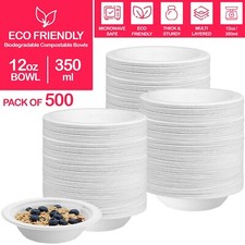 12oz Eco-Friendly Disposable Bagasse Paper Bowls Compostable Biodegradable 350ml