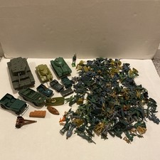 Vintage Military Plastic Figures Vehicles Tanks Toy Soldiers Army WW2 Bundle Lot