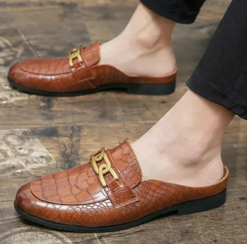 Slip men flats crocodile - on, men's