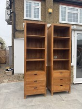 2 x Teak Tall Shelf Units - Zen Dining Room Furniture Units