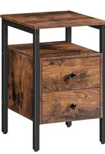 Bedside Table with 2 Drawers, Industrial Sofa Side End Table, Nightstand