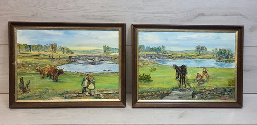 Pair vintage scottish oil - pair,