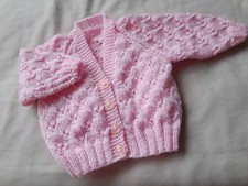 HAND KNITTED PINK BABY CARDIGAN SIZE 0-3 MONTHS