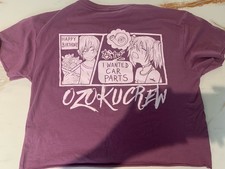 OzokuCrew Car Girl Anime I Wanted Car Parts Purple Crop Shirt Size M Turbo