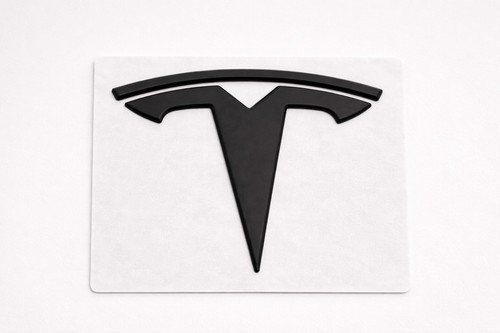 Black metal satin tesla badge - metal,