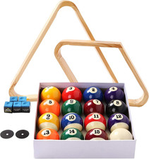 Billiard Balls Set, Pool Table Triangle Ball Rack and 9-Ball Diamond Rack (Wood)