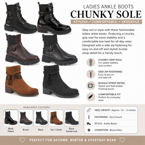 Ladies chunky sole ankle - ladies,