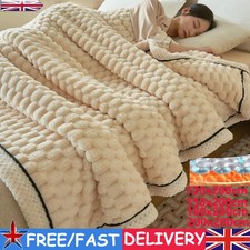 Luxury Warm Sherpa Fleece Throw Over Sofa Bed Blanket Single Double King Size UK
