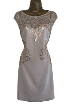 Lipsy Bodycon Dress Size 16 Xmas Party Nude Gold Sequin Occasion Wiggle
