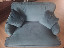 Sofa teal comfy and compact velvety  small 2 seater love seat 
