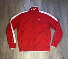 Men’s Vintage Nike Tracksuit Top Jacket Full Zip Medium Red Polyester