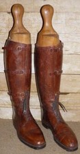 WW1 Military Gents Brown Leather Field Boots & Trees Size UK 9 By Albert Gould