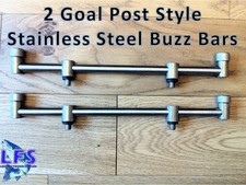 2 x Stainless Steel Fishing Goal Post Buzz Bars 30CM 2 Rod Post Fixed Buzz Bars