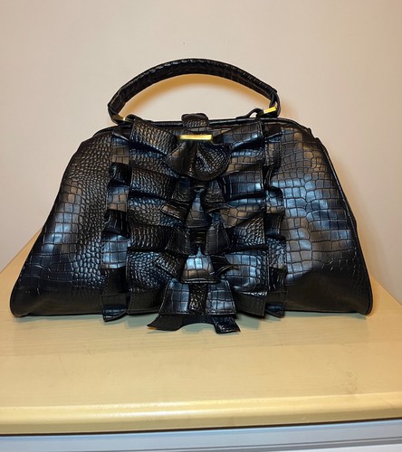 Black faux leather - , ruffled