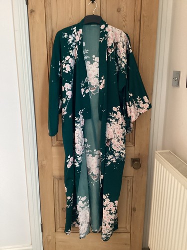 Green satin kimono style - satin,