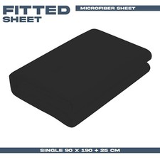 Microfiber Plain Fitted Sheet 25cm Bed Sheet Single Double King Multiple UK Size