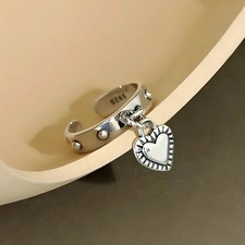 925 silver ring - silver, heart