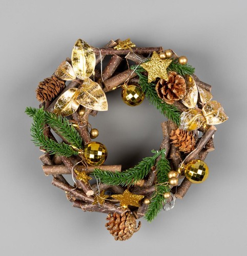 Prelit christmas wreath 22cm - christmas,