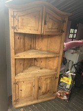 XL Vintage Antique Farmhouse Pine Corner Cabinet Rustic Solid Wood Storage Unit