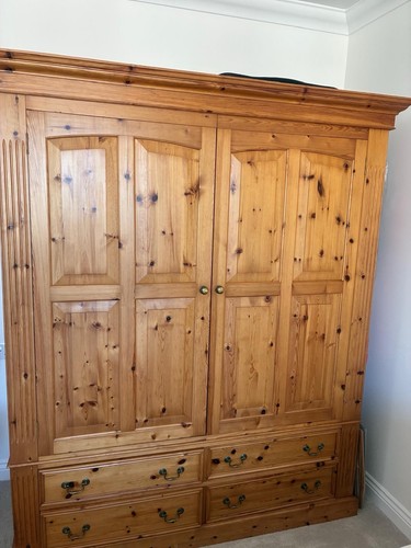 Solid pine double wardrobe - pine,