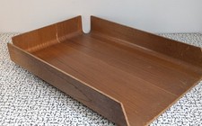 60s 70s Vintage Retro Mallod Bentwood Teak Wood Filing Office Desk Paper Tray