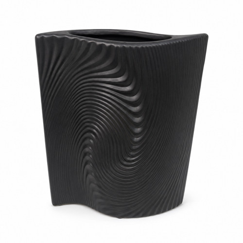 Textured black ceramic vase - textured,