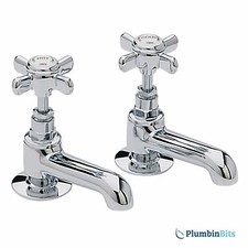 Heritage 1/2" TDCC00 Dawlish 1924 Basin Sink Pillar Taps CD Quarter Turn Chrome