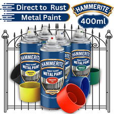 Hammerite Spray Paint Metal Aerosol Quick Drying Direct to Rust 400ml