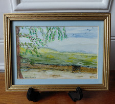 Original Watercolour Small Country Scene Painting Signed by Artist Monica Early