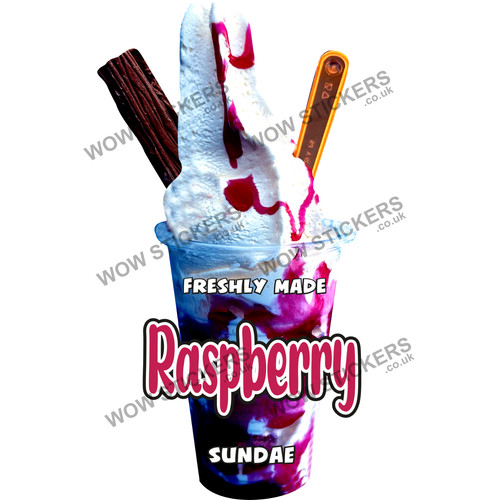 Raspberry ice cream sundae - ice,