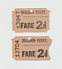 2 Vintage Shaldon Ferry Tickets 2d Teignmouth
