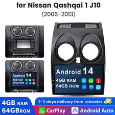 For Nissan Qashqai J10 2006-2013 Carplay Android 14 Car Stereo Radio Sat Nav GPS