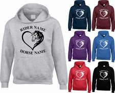 Personalised Hoodie Horse Riding Mounting Unisex Adult Kids Rider Hoody Gift Top