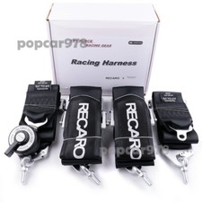 Black RECARO 4 Point 3" Racing Seat Belt Quick Release Seatbelt Snap-On Harness