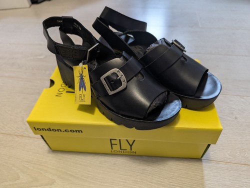Fly london black leather - london,