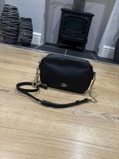 Coach Isla Black Leather Camera Bag Sling Bag Crossbody Bag