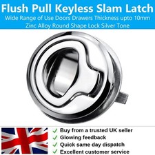 Zinc Alloy Round Shape Flush Pull Keyless Slam Latch Lock Locker Silver Tone UK