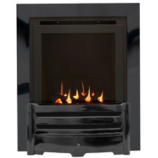 GAS FIRE BLACK GLOSS SLIDE CONTROL SLIMLINE HIGH EFFICIENT 86% INSET GLASS FRONT