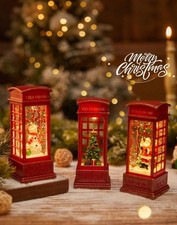 🎄 LED Christmas Phone Booth Lantern: Santa, Snowman, Tree Scene Decor 🎅