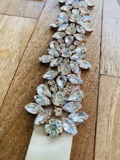 Beautiful Satin Cream Wedding Belt with Diamante Detail One Size