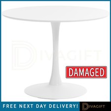 **DAMAGED** 80CM WHITE ROUND PEDESTAL DINING TABLE KITCHEN LIVING ROOM COFFEE