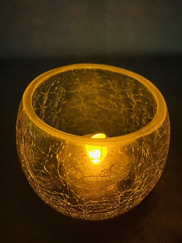 Crackle glass candle holder - candle,