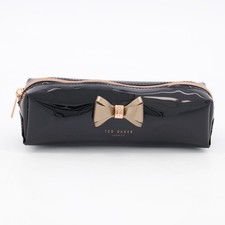 TED BAKER Ted Baker  Black Patent Bow Cosmetic Bag / pencil case new