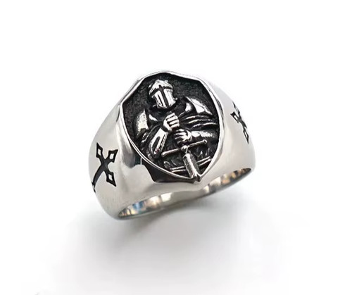 Mens signet ring warrior cross - signet,